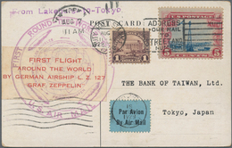 Japan: 1929, Zeppelin Round The World Flight, Inbound Card To Tokyo From US East Coast Franked $1.05 - Autres & Non Classés