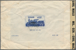 Japan: 1947, 75th Anniversary Of Japanese Railway, Souvenir Sheet On Reverse Of Censored Cover To Au - Other & Unclassified