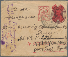 Japanische Besetzung  WK II - Burma: 1944. Postal Stationery Envelope India GVI One Anna Brown Surch - Myanmar (Burma 1948-...)