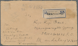 Japanische Besetzung  WK II - Burma: 1944. Registered Envelope Written From The 'Superintendent Of T - Myanmar (Burma 1948-...)