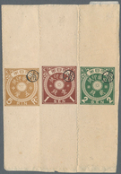 Japan - Besonderheiten: 1883, Medical Fiscals Bands All Ovpt. "keshi" (specimen), 5 R., 1 S., 2 S., - Otros & Sin Clasificación