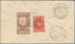 Jemen: 1930, 4 B Vermillion And 10 B Brown, Mixed Franking On Registered Cover From SAANA, 10.10.33, - Yémen