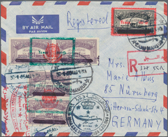 Jemen: 1964, 2 X '5 B + 5 B' Dull Purple, Horizontal And Vertical Pair Of Consular Fee Stamps, Perf. - Jemen