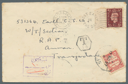 Jordanien: 1937. Envelope Bearing Great Britain SG 464, 1½d Brown Tied By 'Post Early In The Day' Sl - Jordanie