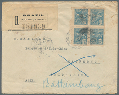 Kambodscha: 1922. Registered Envelope Addressed To The 'Bank Of Indo-China, Haiphong' Bearing Brazil - Cambodja