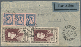 Kambodscha: 1951. Air Mail Envelope (vertical Fold) Addressed To Paris Bearing Lndo-China SG 182, 10 - Camboya