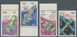 Kambodscha: 1991, Postage Stamp Issue Space Travel, 4 Values With New Value Imprints, Mint, Stamps A - Camboya