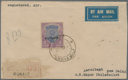 Kuwait: 1923-24 KGV. 5r. Ultramarine & Violet, Wmk Single Star, Optd. "KUWAIT", Used On Registered A - Koeweit