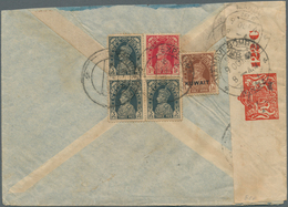 Kuwait: 1941, India 3pi. Slate (3), 1a. Red And Kuwait ½a. Red-brown On Reverse Of Airmail Cover Obl - Koeweit