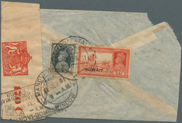 Kuwait: 1941, India 3pi. Slate And Kuwait 2a. Vermilion On Reverse Of Airmail Cover Oblit. By C.d.s. - Koeweit