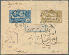 Kuwait: 1942. Registered Envelope (few Spots) Addressed To Switzerland Bearing Kuwait SG 32, 3a Blue - Kuwait