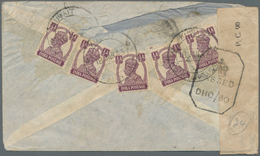 Kuwait: 1943 Cover (faults) From Kuwait To Bombay Franked On The Reverse By Five Singles Of India KG - Koeweit