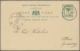 Labuan: 1895. Clean 3c Green Postal Stationery Card With Reply Attached Addressed To Ulm Cancelled L - Sonstige & Ohne Zuordnung