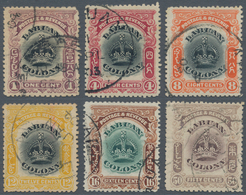 Labuan: 1902, Labuan Colony Six Different Stamps With Variety 'LINE THROUGH B OF LABUAN' Incl. 1c. B - Altri & Non Classificati