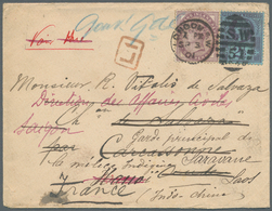 Laos: 1901. Envelope Addressed To Saravane, Laos Bearing Great Britain SG 174, 1d Lilac And SG 201, - Laos