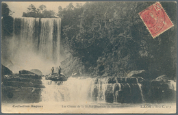 Laos: 1907. Picture Postcard Of 'Le Chutes De La St Noi' (Saravane Province) Addressed To France Bea - Laos