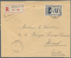 Laos: 1944. Registered Envelope Addressed To Hanoi, Tonkin Bearing French Indo-China SG 278, 40c Sla - Laos