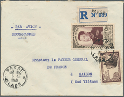 Laos: 1953. Registered Air Mail Envelope Addressed To Saigon Bearing SG 8, 1p50 Deep Brown And SG 17 - Laos