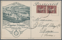 Libanon: 1924, "GRAND LIBAN 1 PIASTRE" On 20 C In A Vertical Pair On Illustrated Picture Card Showin - Lebanon