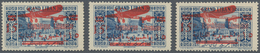 Libanon: 1928, Airmail Stamp 25pia. Ultramarine Optd. In Red With Airplane And Bilingual 'Republique - Lebanon