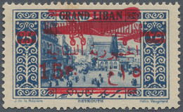 Libanon: 1929, Airmails 15pi. On 25pi. "Small Cipher 15", Fresh Colour, Well Perforated, Unmounted M - Lebanon