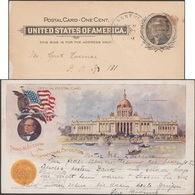 Delcampe - États-Unis 1898. Entier Postal Trans-Mississippi. Bâtiment Du Gouvernement Américain, Le Capitole Drapeau Aigle McKinley - Monuments