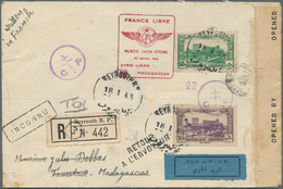 Libanon: 1943. Registered Airmail Cover To Madagascar, Franked 10p Dull-violett And 50 P Yellow-gree - Lebanon
