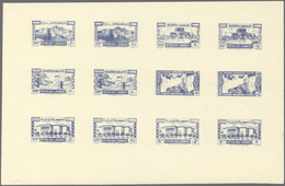 Libanon: 1945, Definitives, Airmails And Postage Dues, Combined Proof Sheet In Blue On Gummed Paper, - Libano