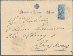 Macau: 1902, Bisects 6 Avos/200 R. Single Tied "MACAO 17 SP 10" To Small Size Cover With Crested Imp - Sonstige & Ohne Zuordnung