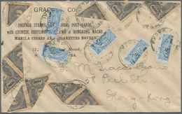 Macau: 1902/03, Bisects 6 Avos./200 R. (14 Inc. Strips-4, -3 And Pair) Resp. Of 3 Avos Grey (18 Inc. - Autres & Non Classés