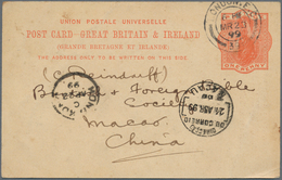 Macau - Besonderheiten: Incoming Mail, 1899, UK, Stationery Card QV 1d "LONDON MR 23 99" Via Hong Ko - Altri & Non Classificati