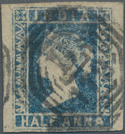 Malaiische Staaten - Straits Settlements: 1854, India Lithographed ½a. Blue, 1st Printing, Used In S - Straits Settlements