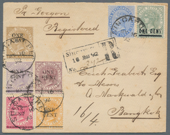 Malaiische Staaten - Straits Settlements: 1892 Registered Cover From Singapore To Bangkok Per Steame - Straits Settlements