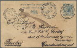 Malaiische Staaten - Straits Settlements: 1892 Used Postal Stationery Card "TWO CENTS" On 3c. Blue, - Straits Settlements