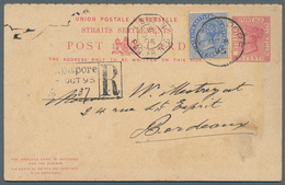 Malaiische Staaten - Straits Settlements: 1895. Registered Postal Stationery Double Reply Card 3c Sc - Straits Settlements