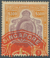 Malaiische Staaten - Straits Settlements: 1906-12 KEVII. $500 Purple & Orange, Used Fiscally And Can - Straits Settlements