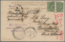Malaiische Staaten - Straits Settlements: 1911, INCOMING MAIL: Ppc From ST. PETERSBURG 12.4.11 Addre - Straits Settlements