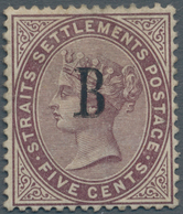 Malaiische Staaten - Straits Settlements - Post In Bangkok: 1882-85 5c Purple-brown, Wmk Crown CC, O - Straits Settlements