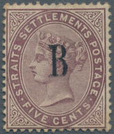 Malaiische Staaten - Straits Settlements - Post In Bangkok: 1882-85 5c Purple-brown, Wmk Crown CC, O - Straits Settlements