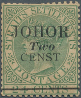 Malaiische Staaten - Johor: 1891 2c. On 24c. Green, Variety "CENTS" For CENTS, Mounted Mint With Ton - Johore