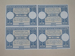 Malaiische Staaten - Kedah: 1947, INTERNATIONAL REPLY COUPON »Kedah – 24 Cents« (London Design) In A - Kedah