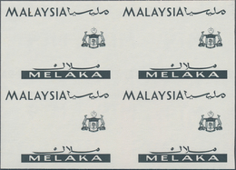 Malaiische Staaten - Malakka: 1965, Orchids Imperforate PROOF Block Of Four With Black Printing Only - Malacca
