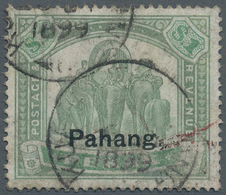 Malaiische Staaten - Pahang: 1898 Elephants $1 Green & Pale Green Of Perak Surcharged "Pahang.", Use - Pahang