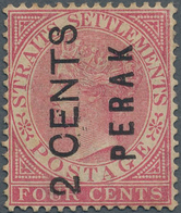 Malaiische Staaten - Perak: 1883 2c. On 4c. Rose, Ovpt. Type 9 And 13, Unused Without Gum, Fresh And - Perak