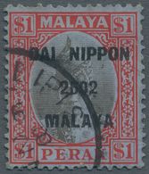 Malaiische Staaten - Perak: 1944 (ca). Japanese Occupation Fine Used 1940 $1 Overprinted Dai Nippon - Perak