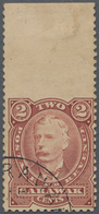 Malaiische Staaten - Sarawak: 1895, Sir Charles Brooke 2c. Brown-red From Upper Margin IMPERFORATE B - Andere & Zonder Classificatie