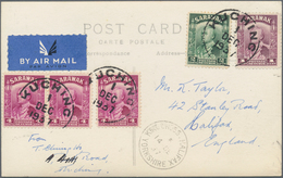 Malaiische Staaten - Sarawak: 1937. Air Mail Photographic Post Card Of 'Native Dyak Village And Chil - Other & Unclassified