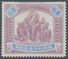 Malaiische Staaten - Selangor: 1895, Elephants 1 $ Blue And Violett Colour Trial Proof, Unused Witho - Selangor