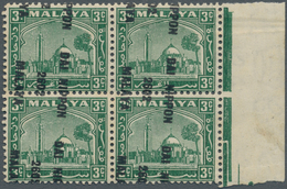 Malaiische Staaten - Selangor: 1942 Selangor 3c. Green Right Hand Marginal Block Of Four, "DAI NIPPO - Selangor