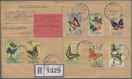 Malaysia: 1970 'Butterflies' Complete Set Up To $10 Used On Registered Express Cover From Kulim To S - Malasia (1964-...)